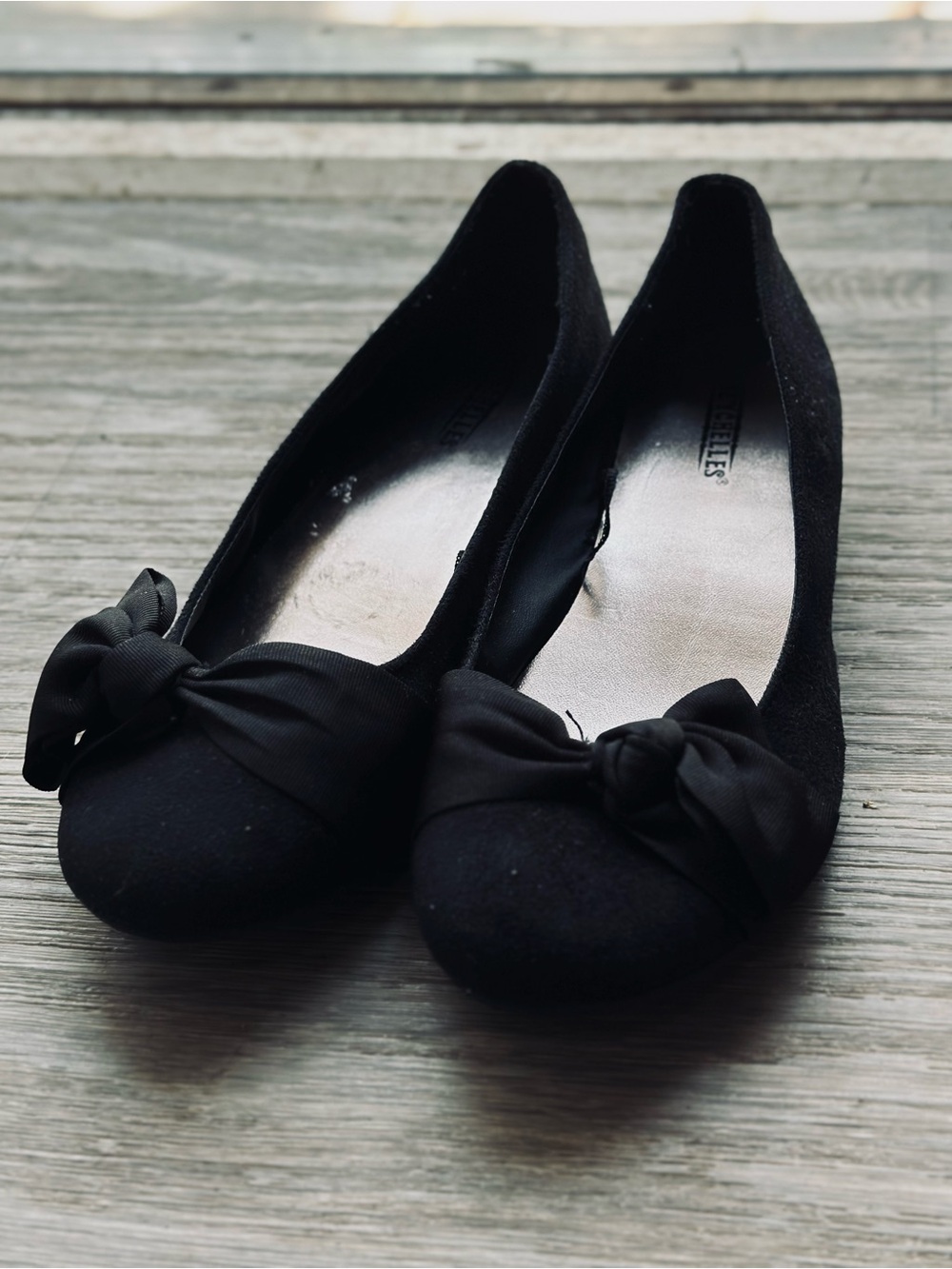 Black suede Seychelles ballet flats with 1.5” heel